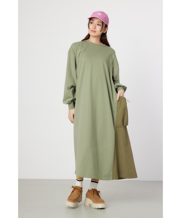 【関税込み】Rick Owens ブラウン EDFU T マキシワンピース セール】ナイロンドッキングマキシワンピース(507784252