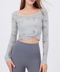 TeddyShop/テディショップ Teddyshop レディース 長袖バタフライ柄シースルークロップドヨガトップス/507787150