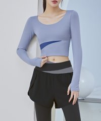 TeddyShop/テディショップ Teddyshop レディース 長袖ヨガトップス+ショートパンツ一体型ハイウエストレギンス 上下2点セット/507787151