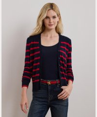 LAUREN RALPH LAUREN/ストライプド コットンブレンド カーディガン/507737350
