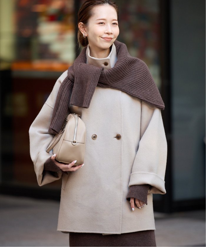 スローブイエナ HAMILTONダブルフェイスウールショートコート ネイビー SLOBE IENA（スローブイエナ）の「HAMILTONダブルフェイスウール
