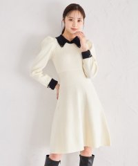 tocco closet/トッコクローゼット tocco closet 襟付き配色シャギー切り替えハート飾り釦リブニットワンピース/507789315
