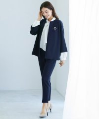 WHITE JOOLA/ホワイトジョーラ WHITE JOOLA ダブルピケクロス・ノーカラーフレアージャケット＆美脚テーパードパンツ＆パール調ブローチ/507789414
