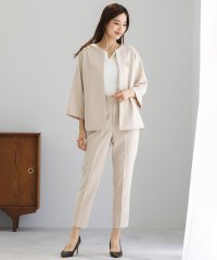 WHITE JOOLA/ホワイトジョーラ WHITE JOOLA ダブルピケクロス・ノーカラーフレアージャケット＆美脚テーパードパンツ＆パール調ブローチ/507789414