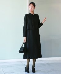 WHITE JOOLA/ホワイトジョーラ WHITE JOOLA 【洗濯機で洗える】喪服／アシンメトリーボウタイデザインブラックフォーマルワンピース/507789417