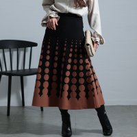 Sawa a la mode/サワアラモード Sawa a la mode キャッチーなレトロ感ドット柄ニットスカート/507789553