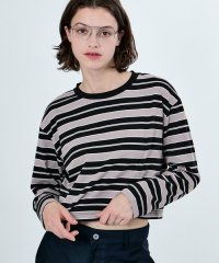 M TO R/MU MULTI BORDER CROPPED LONG SLEEVE CREW NECK PULLOVER/507789848