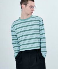M TO R/MU MULTI BORDER CROPPED LONG SLEEVE CREW NECK PULLOVER/507789848