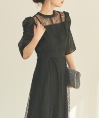 metoi/メトワ metoi シフォン切り替えレースドレス ドレス ワンピース 五分袖 透け感 レース オケージョン お呼ばれ 綺麗目 フォーマル 結婚式 二次会 謝恩会/507790278