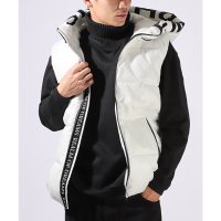 LUXSTYLE/ラグスタイル LUXSTYLE フーデッドフェイクダウンベスト/暖かい 防寒 大きいサイズ ロゴ プリント 冬 秋 フェイクダウン フード 保温性 厚手/507790372