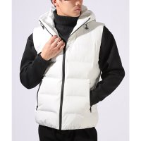 LUXSTYLE/ラグスタイル LUXSTYLE 圧着キルトフードエンボスフェイクダウンベスト/ファイバーダウン ダウンベスト ベストジャケット 大きいサイズ 暖かい 軽量 保温/507790373