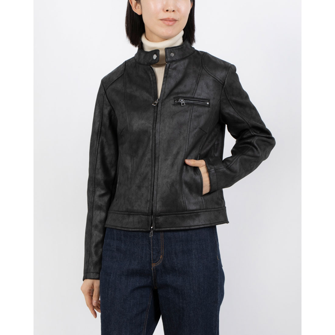 デシグアル·フロッキーのプリントがお洒落な黒のジャケット デシグアル Desigual スペインブランド デザインジャケット 44 L