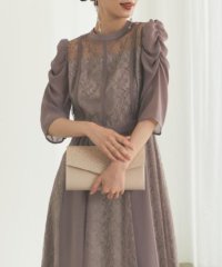 metoi/メトワ metoi シフォン切り替えレースドレス ドレス ワンピース 五分袖 透け感 レース オケージョン お呼ばれ 綺麗目 フォーマル 結婚式 二次会 謝恩会/507790278