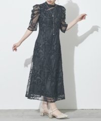 metoi/メトワ metoi カッティング風フリンジ刺繍 ワンピース ドレス 五分袖 透け感 オケージョン お呼ばれ 綺麗目 フォーマル 結婚式 二次会 謝恩会/507790279