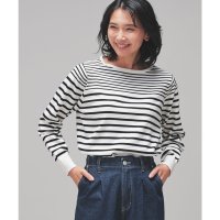 Honeys/ハニーズ Honeys ボートネックニット トップス ニット セーター 長袖 ボートネック 無地 ボーダー柄 レーヨン混 シンプル ECOVERO 春 白 黒 /507791486