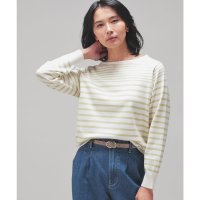 Honeys/ハニーズ Honeys ボートネックニット トップス ニット セーター 長袖 ボートネック 無地 ボーダー柄 レーヨン混 シンプル ECOVERO 春 白 黒 /507791486
