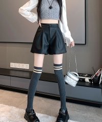 Grandeir/グランディール Grandeir レザー調フレアショートパンツ/507791540