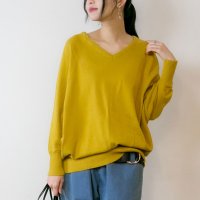 JUNGLE JALOPY/ジャングルジャロピー JUNGLE JALOPY Vネックドルマン綿ニット プルオーバー セーター カーディガン 長袖 ブイネック V首 Tシャツ 春コーデ レ/507791580