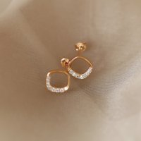 Noelmarket/ノエルマーケット Noelmarket ピアス 金属アレルギー対応 スクエア型 ダイヤ 小ぶり つけっぱなし シンプル 18kコーティング 上品 両耳用/507791595