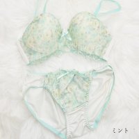 PINK PINK PINK/ピンクピンクピンク PINK PINK PINK フラワーレースレイヤードノンワイヤーブラ＆ショーツセット 【返品不可商品】/507791740