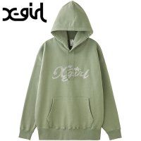 X-girl/エックスガール X－girl RHINESTONE STAR CURSIVE LOGO SWEAT HOODIE ASH [105244012014]/507794199