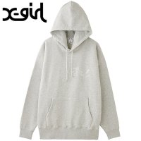 X-girl/エックスガール X－girl RHINESTONE STAR CURSIVE LOGO SWEAT HOODIE ASH [105244012014]/507794199