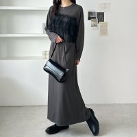 GeeRA/ジーラ GeeRA チュールドッキングリブワンピース/507794248