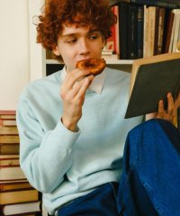 FORK&SPOON　スーピマコットン混反毛クルーネックスウェット