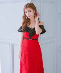 Tika/ティカ Tika キャバドレス 肩あき胸元フリルウエストベルト総レースAラインロングドレス (Sサイズ～XXLサイズ)/507795219