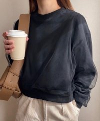 FILLOU/フィルー FILLOU FILLOU チュールレイヤード裏起毛ショートスウェットトップス/507795047