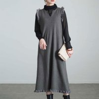 Sawa a la mode/サワアラモード Sawa a la mode シアーフリルロングニットワンピース/507799044