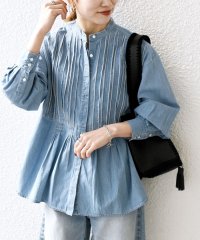 SHIPS any WOMEN/SHIPS any:〈洗濯機可能〉デニム シーム バンドカラー シャツ ブラウス/507799158