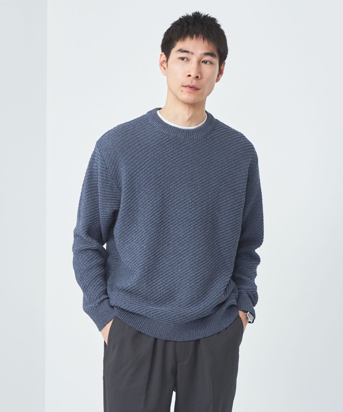 グリーンレーベルリラクシング セール 30%OFF】ネットヤーン ツイル クルーネック ニット