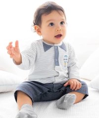 fillot de bebe reduction/天竺ボーダーインレイボトム長袖カバーオール(70~80cm)/507801244