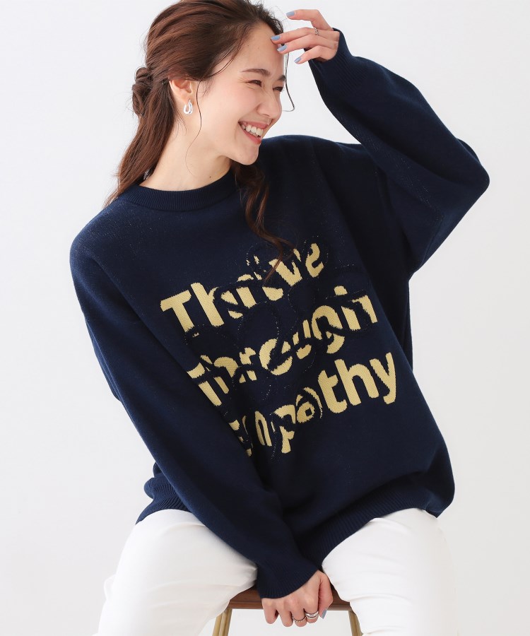 セール30%OFF】お花×ロゴ ゆるシルエットニット(507802649