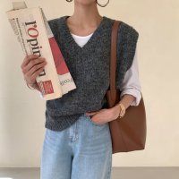 Forcement/フォースメント Forcement Vネックゆるシルエットのニットベスト/507802882