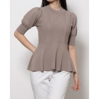 12Twelve Agenda/トゥエルブアジェンダ 12Twelve Agenda ケーブル編みペプラム5分袖ニットプルオーバー/507803035