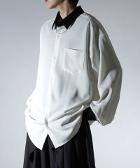 Confirm/コンファーム Confirm アシンメトリーキリカエ 襟配色クレリック ドレープとろみ ビッグシルエット長袖シャツ ユニセックス/507804593