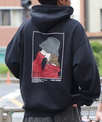 ILL‘S/イルズ ILL'S イラストバックプリント ワンポイント刺繍 ビッグシルエット プルオーバーパーカー フーディー カットソー ユニセックス/507804606
