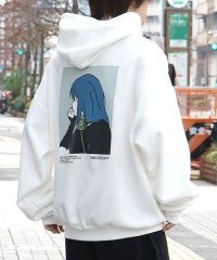 ILL‘S/イルズ ILL'S イラストバックプリント ワンポイント刺繍 ビッグシルエット プルオーバーパーカー フーディー カットソー ユニセックス/507804609
