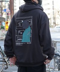 ILL‘S/イルズ ILL'S イラストバックプリント ワンポイント刺繍 ビッグシルエット プルオーバーパーカー フーディー カットソー ユニセックス/507804824