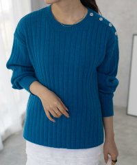 MAC HOUSE/マックハウス Mac－House nAvy もちり もちもち 洗えるニット 肩ボタンクルーネック/507806672