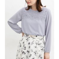 Honeys/ハニーズ Honeys レース使いブラウス トップス ブラウス 長袖 大きいサイズ オフィス きれいめ レース使い 花柄レース 無地 ジョーゼット フレア レデ/507807379