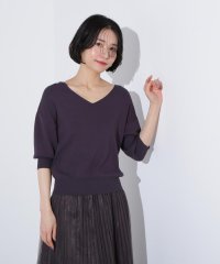 N Natural Beauty Basic/総針Ｖネック五分袖ニット/507807786