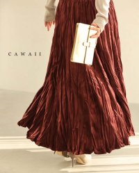 CAWAII/カワイイ CAWAII くしゅくしゅワッシャーニュアンスのベロア風ロングスカート/507809452