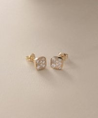 COCOSHNIK /K10【サステナブル】モアサナイトランダムパヴェスクエア スタッドピアス/507810428