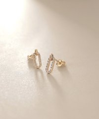 COCOSHNIK /K10ダイヤモンド ケーブルチェーンモチーフ スタッドピアス/507810430