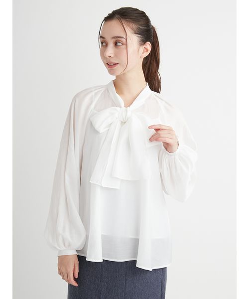 【はこぽす対応商品】 ビッグリボンセミシア―ブラウス(507810695) | CELFORD(CELFORD トップス