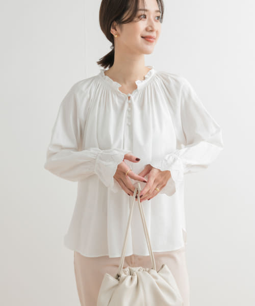 セール 30%OFF】スカラップスリーブギャザーブラウス(507811806
