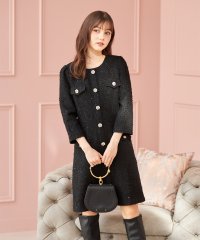 tocco closet/トッコクローゼット tocco closet フェイクポケット付きパールビジュー飾り釦スパンコールツイードミニワンピース/507726098